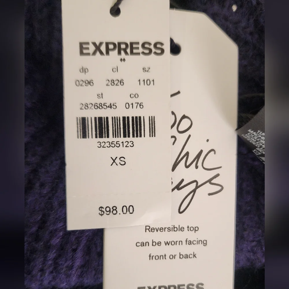 NWT EXPRESS Embellished Twist Sweater - Picture 6 of 8